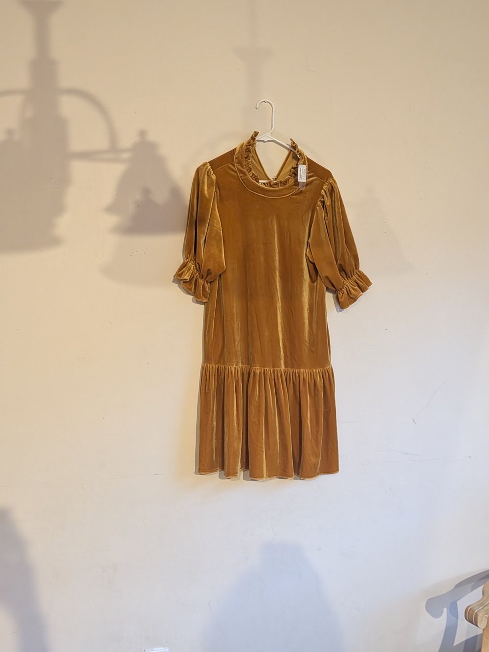 Mustard Velvet Ruffle- Dress New With Tag